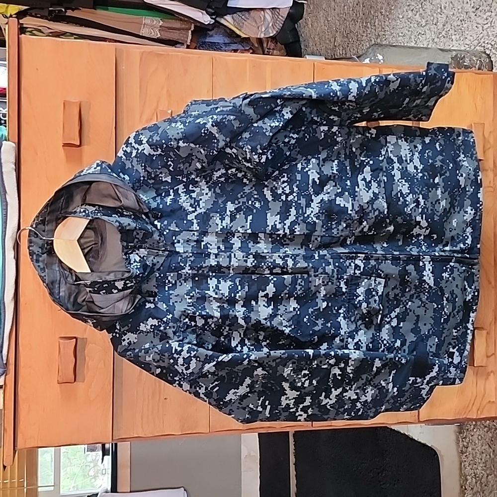 Gore-Tex US-Navy Parka Shell, Blue Digital Camouflage, Medium-Long